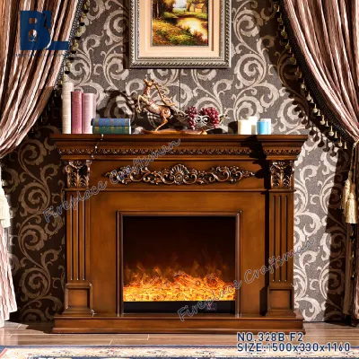 Manteau de cheminée électrique marron décoratif à la maison moderne de style américain