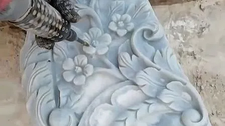 Pièce de manteau de cheminée en pierre de marbre sculpté floral